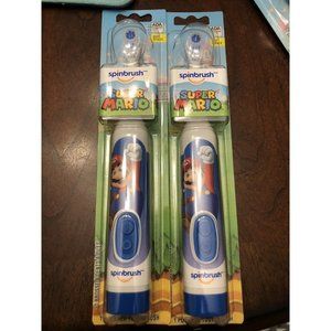 2X Super Mario Kids Spinbrush Battery Electric Toothbrush Soft Bristles